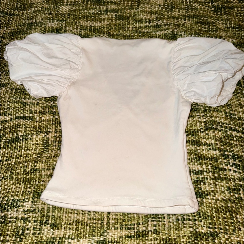 Sold/ not available Maeve Anthropologie White V-Neck Short Puff-Sleeve Wrap - Picture 4 of 6
